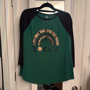 Green and Black Lucky Graphic Tee St Patrick’s